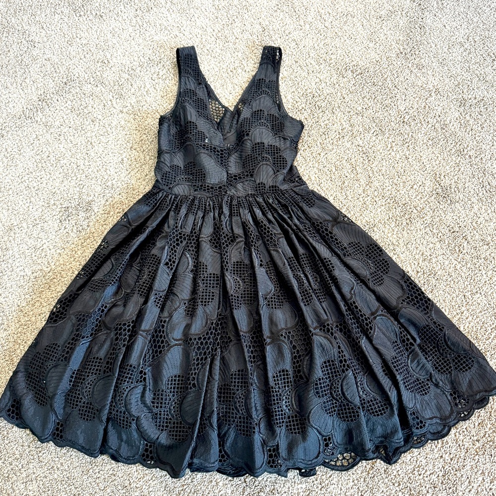 Tracey Reese Black Eyelet Cocktail Dress - Sz: 4 - Picture 4 of 8